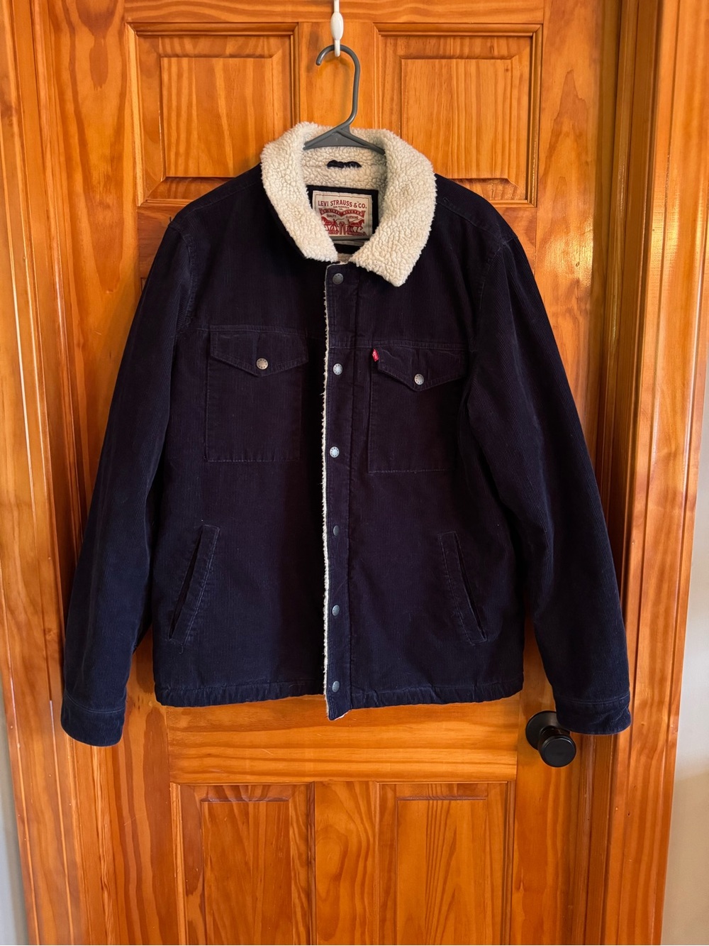 Levi's Navy Corduroy Jacket with Cream Sherpa lining